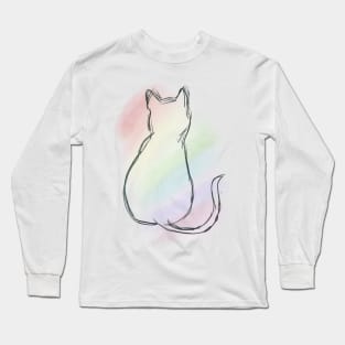 Sitting rainbow cat Long Sleeve T-Shirt